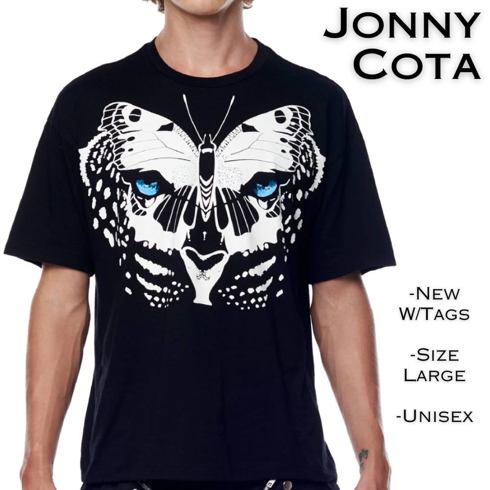 Jonny Cota Studio T-Shirt Large Unisex Black Leopard Wing Streetwear Graphic NEW